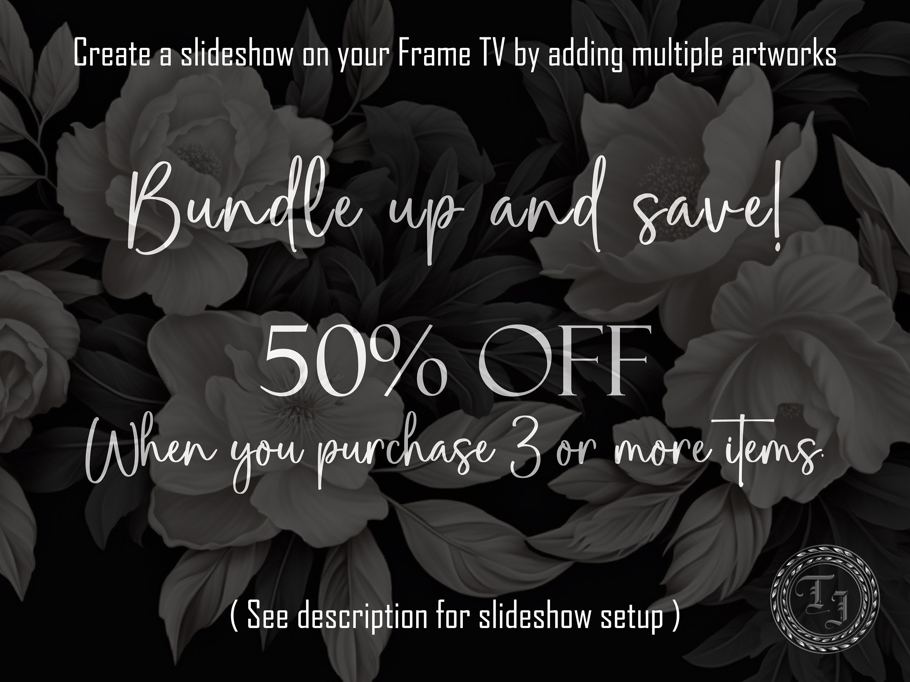 Samsung Frame TV Art, Floral Mural Painting, LG Gallery Tv Magnolia