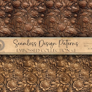 Embossed Design Patterns Seamless Pattern Set Embossed Art Digital Image Collection Embossed Sublimation Paper Instant Download Variety Pack image 7