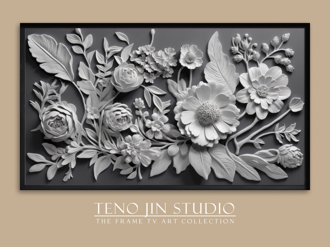 Samsung Frame TV Art, Floral Mural Painting, LG Gallery Tv Botanical