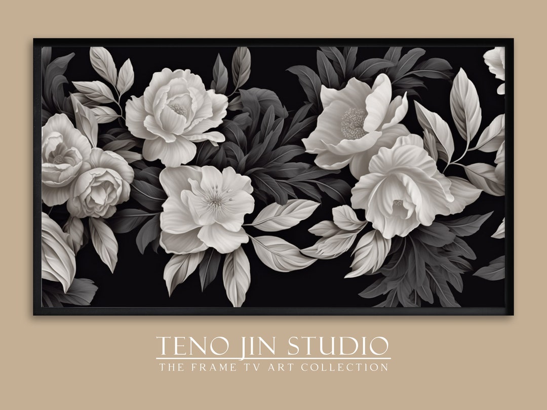 Samsung Frame TV Art, Floral Mural Painting, LG Gallery Tv Magnolia