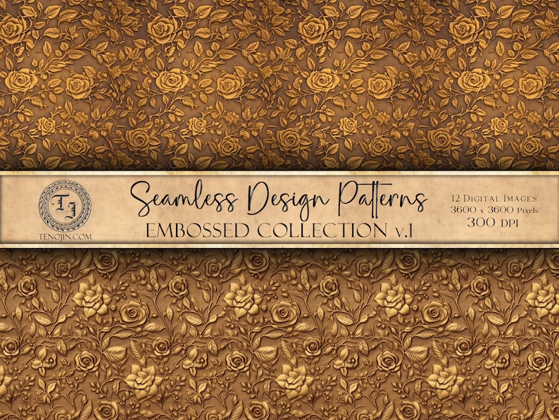 Embossed Design Patterns Seamless Pattern Set Embossed Art Digital Image Collection Embossed Sublimation Paper Instant Download Variety Pack image 4