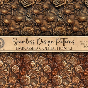 Embossed Design Patterns Seamless Pattern Set Embossed Art Digital Image Collection Embossed Sublimation Paper Instant Download Variety Pack image 2