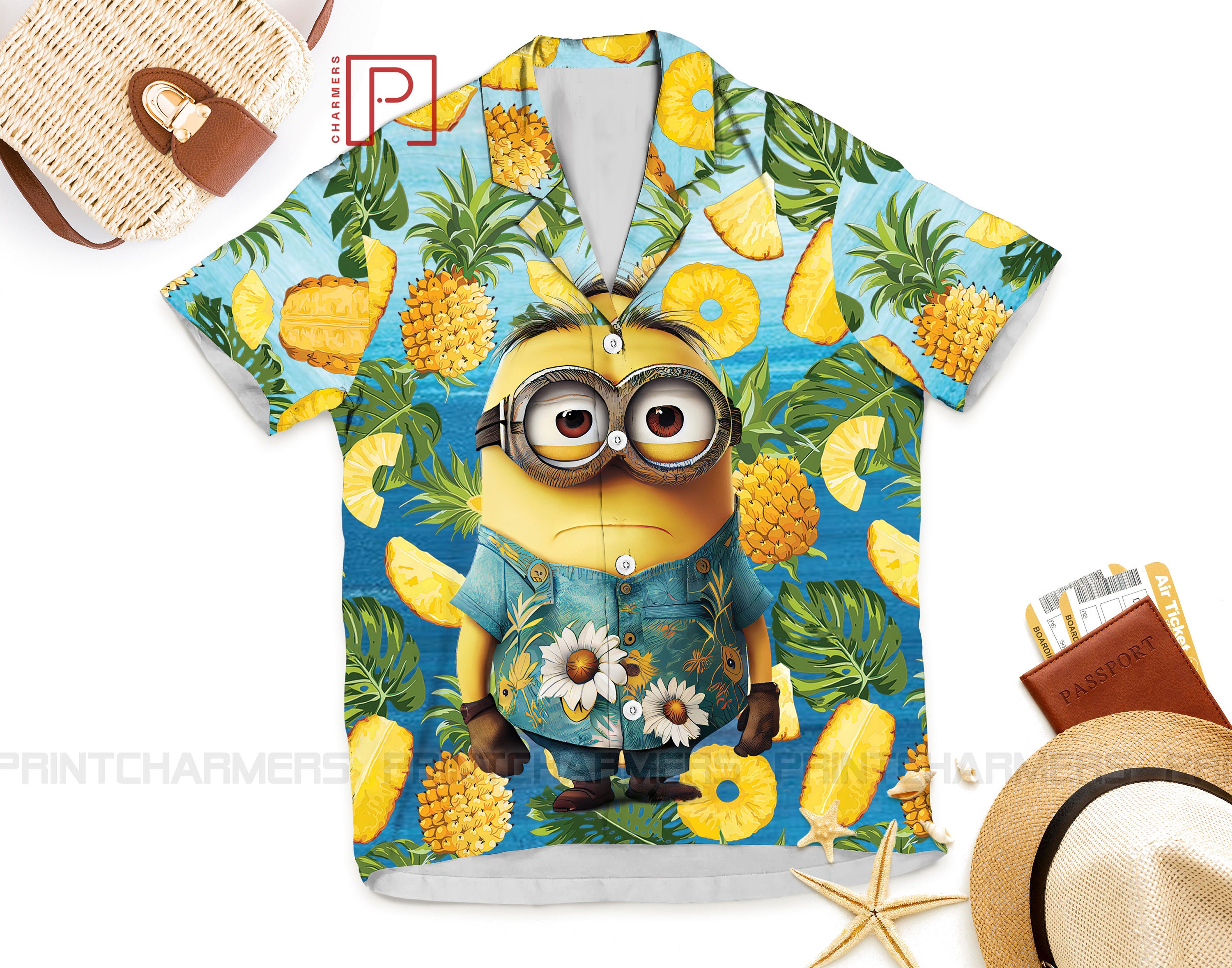 Pineapple Pattern Minion Hawaiian Shirt, Disney Funny Hawaii Shirt ...