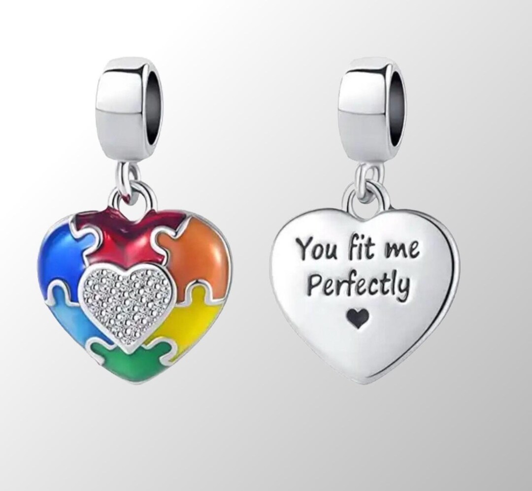 Autism Awareness Heart Puzzle Dangle Charm 925 Sterling Silver - Etsy UK