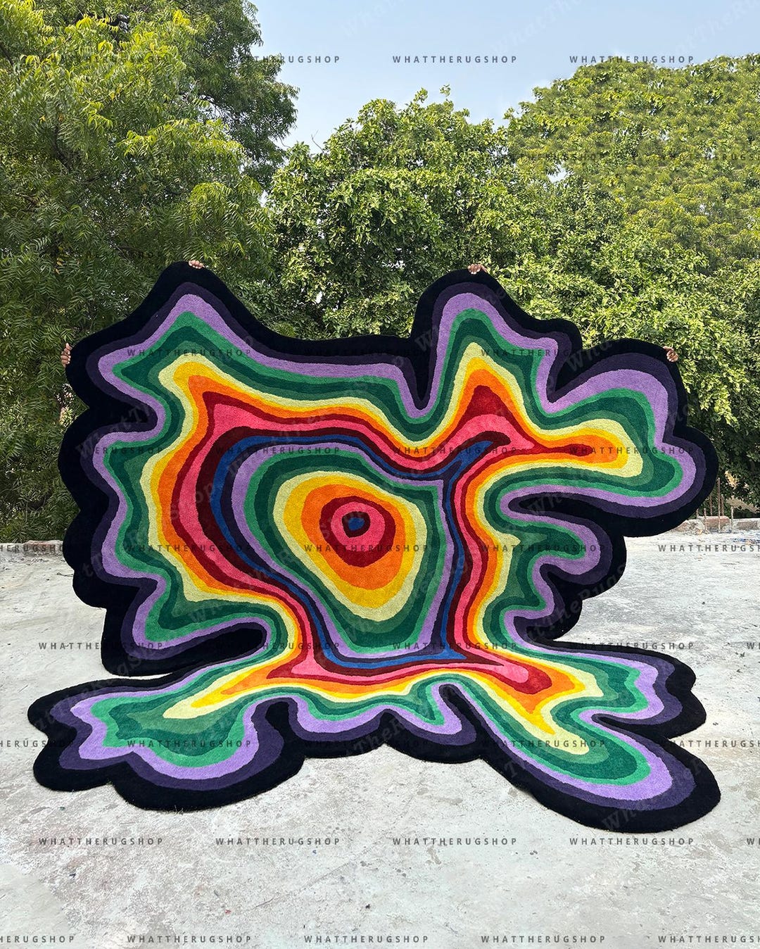 Irregular Shape Galaxy Hand Tufted Area Colorful Rug for Living Dining ...