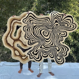 Amoeba Rug, Hand Tufted Amoeba Shaped Rug for Living Dining Kids Room Guest Room, High Quality Carpet, Size 5x5 6x6 8x8 9x9 7x7 4x4 10x10