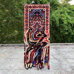 Melting Red Runner Hand getuftet Teppich für Wohnzimmer Eingangsbereich Schlafzimmer Treppen, Hochwertiger Teppich für Hotel Home, Tropfender Läufer Teppich Rot 3x8 2.5x10