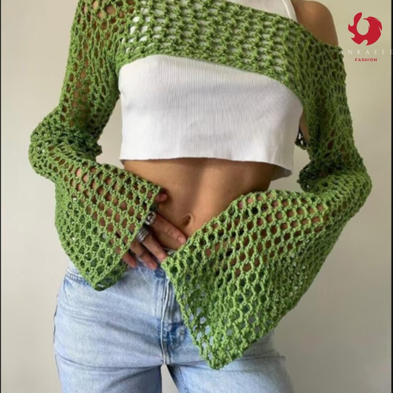Y2K Hollow Out Crochet Bolero Knit Shrug Casual Streetwear Etsy