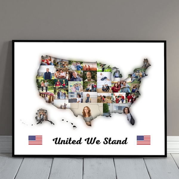 Custom USA Map Photo Collage