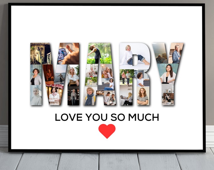 Any Name Photo Collage: Customizable Wall Decor for Special Occasions