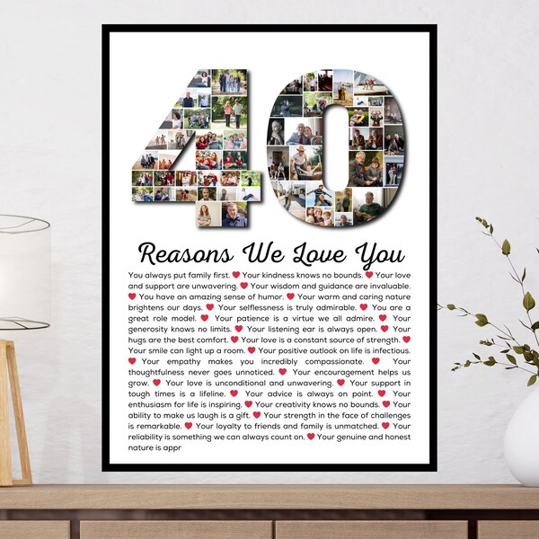 40.Geburtstag Geschenk | Gründe, Wir Lieben Sie Foto-Collage