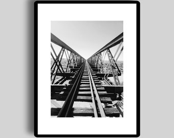 Digital Print Black and White Old Railway Bridge