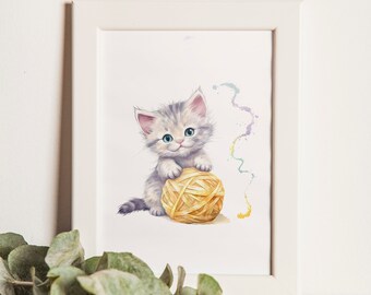 Betoverde menagerie: een grillige aquarelwereld van dieren, insecten en mythische wezens voor de kinderkamer of kamer van uw kind Kittens Garen