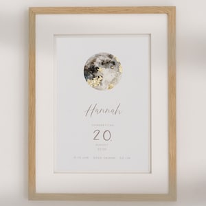 GEBURTSPOSTER Mond - Bis zum Mond (dunkel) - Blattgold -Geschenk zur Geburt personalisiert - Wanddeko Kinderzimmer personalisiert - Poster