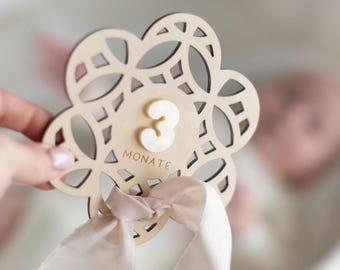MEILENSTEINE Baby BLUME (Meilensteinkarten für süße Babybilder) Meilensteine Monate | Meilensteinkarten Baby | Geschenk Geburt Geschenk Baby