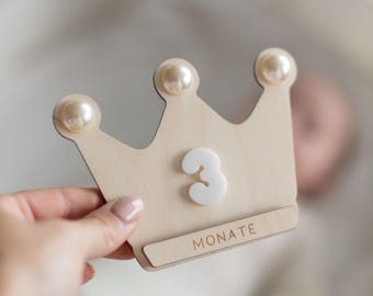 MEILENSTEINE Baby KRONE (Meilensteinkarten für süße Babybilder) Meilensteine Monate | Meilensteinkarten Baby | Geschenk Geburt Geschenk Baby