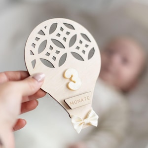 MEILENSTEINE Baby Heißluftballon (Meilensteinkarten für Babybilder) Meilensteine Monate | Meilensteinkarten Baby | Geschenk Geburt Ballon
