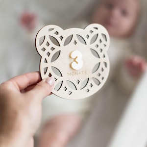 MEILENSTEINE Baby BÄR (Meilensteinkarten für Babybilder) Meilensteine Monate | Meilensteinkarten Baby | Geschenk Geburt Teddy