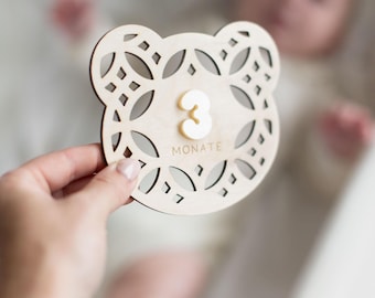 MEILENSTEINE Baby BÄR (Meilensteinkarten für Babybilder) Meilensteine Monate | Meilensteinkarten Baby | Geschenk Geburt Teddy