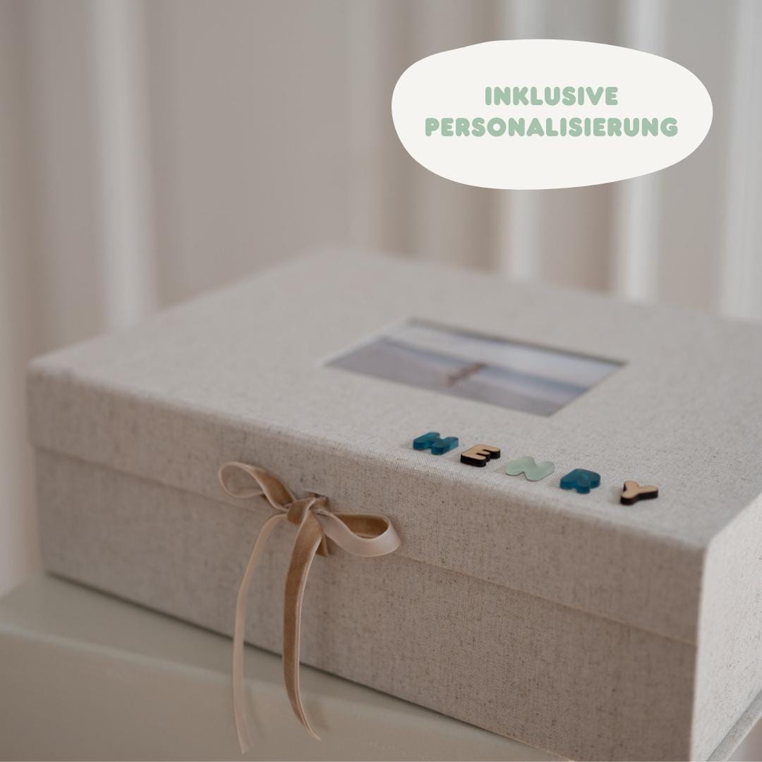 XL Baby Memory Box Linen - Personalized Large Memory Box Baby - Memory Box Baptism - Personalized Gift for Birth