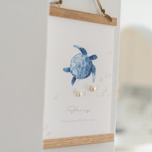 GEBURTSPOSTER Schildkröte -  Das perfekte Geschenk zur Geburt personalisiert - Wanddeko Kinderzimmer personalisiert - Poster Babyzimmer Name