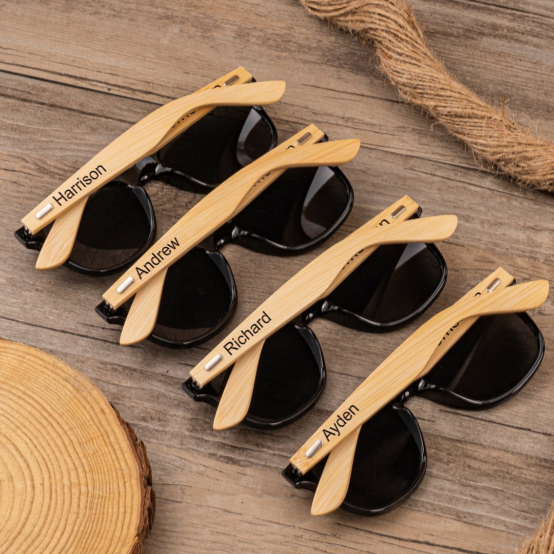 Groomsmen Gifts, Personalized Wooden Sunglasses, Groomsman Gift Box Set