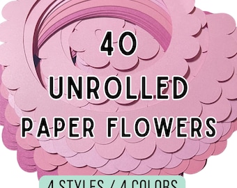 40 Unrolled Pre-Cut Paper Flower Patterns