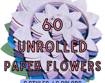 60 Unrolled Pre-Cut Paper Flower Patterns