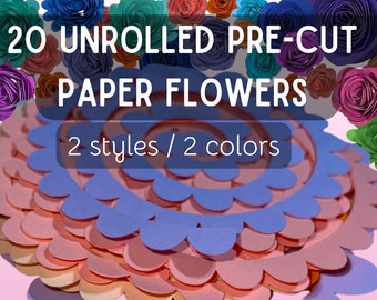 20 Unrolled Pre-Cut Paper Flower Patterns