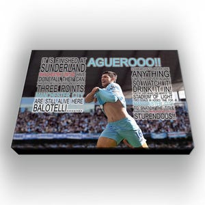 Sergio Aguero Goal Canvas: Manchester City FC Wall Art (65cm x 42cm)