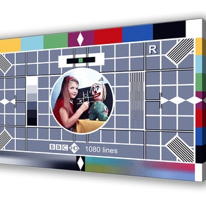 Tarjeta de prueba de televisión de la BBC - Lienzo de pared - Cuadro - Lienzo para colgar en la pared - 65 cm x 41 cm - Nuevo - Hecho a mano en el Reino Unido