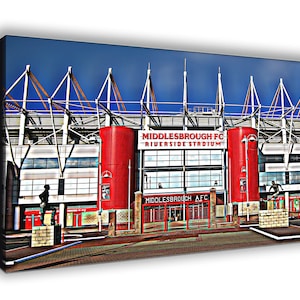 Midcentury Football Club - Riverside Stadion - Stilisiertes Bild - Wandbehang Kiste Leinwand - 64 cm x 41 cm
