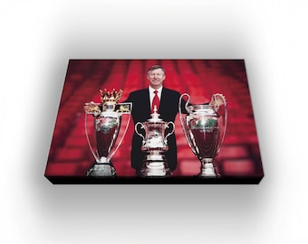 MANCHESTER UNITED, Alex Ferguson, Wall Canvas, Picture, Print, Art, 38cm x 26cm