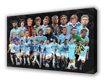 MANCHESTER CITY, Legends, Wall Canvas, Picture, Print, Art, 64cm x 42cm
