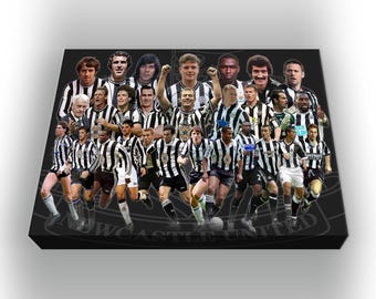 NEWCASTLE UNITED, Legends, Wall Canvas, Picture, Print, Art, 38cm x 26cm
