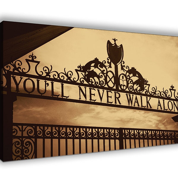 Liverpool FC - Anfield Shankly Gates With A Golden Sky - Wall Hanging Box Canvas - Picture - Brand New - Handmade in the UK