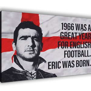 Manchester United - Eric Cantona '66 fue un gran año - Cuadro en lienzo con caja para colgar en la pared - Arte