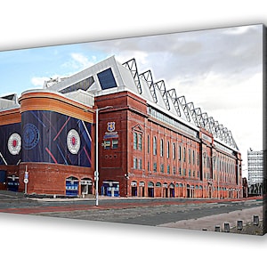 Rangers - Ibrox Stadium - Wall Hanging Box Canvas - Stylized Picture - Brand New - Handmade in the UK 65cm x 41cm
