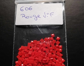 DMC 606 Diamantes Rojos Brillantes, Bolsas de 200 pedrería redonda o cuadrada, cuentas para bordado de diamantes (pintura de diamantes)