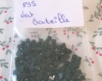 DMC 895 Diamantes verde botella, Bolsas de 200 diamantes de imitación redondos o cuadrados para pintura con diamantes
