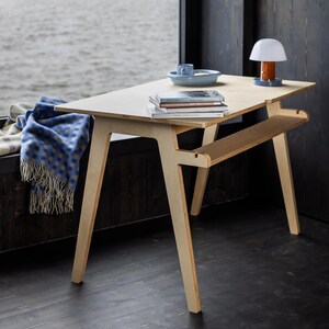 Birch Plywood Desk: Scandinavian Minimalist Wooden Home Office Furniture image 1
