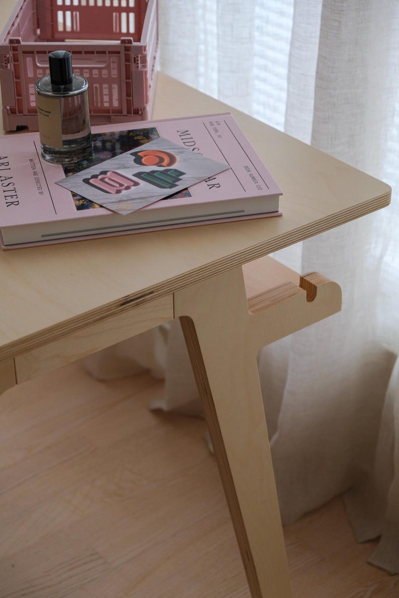 Birch Plywood Desk: Scandinavian Minimalist Wooden Home Office Furniture image 5