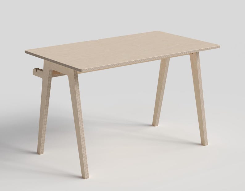 Birch Plywood Desk: Scandinavian Minimalist Wooden Home Office Furniture image 8