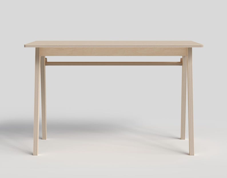 Birch Plywood Desk: Scandinavian Minimalist Wooden Home Office Furniture image 9