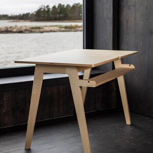 Birch Plywood Desk: Scandinavian Minimalist Wooden Home Office Furniture image 2