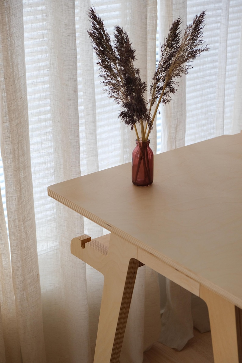 Birch Plywood Desk: Scandinavian Minimalist Wooden Home Office Furniture image 4