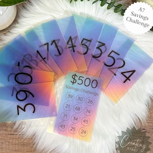 A7 Savings Challenge Envelope Vellum Rainbow A7 Savings Challenge Tracker Envelope A7 Binder budgeting Cash Envelope for A7 Binder