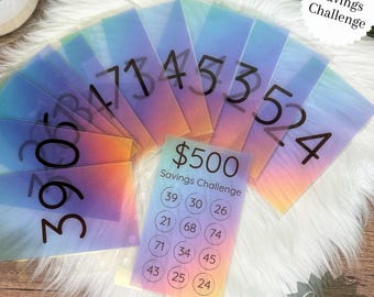 A7 Savings Challenge Envelope Vellum Rainbow A7 Savings Challenge Tracker Envelope A7 Binder budgeting Cash Envelope for A7 Binder