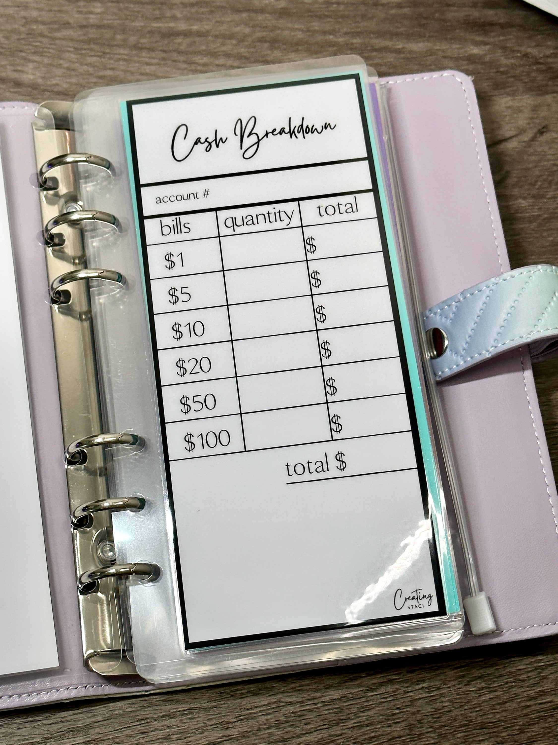 A6 Cash Breakdown Trackers for Cash Stuffing Binders Trackers Laminated ...