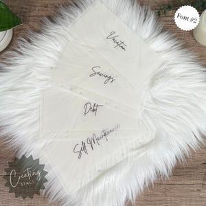 May include: Four clear plastic envelopes with holes for a binder. The envelopes are labeled with the words "Vacation", "Savings", "Debt", and "Self Maintenance".